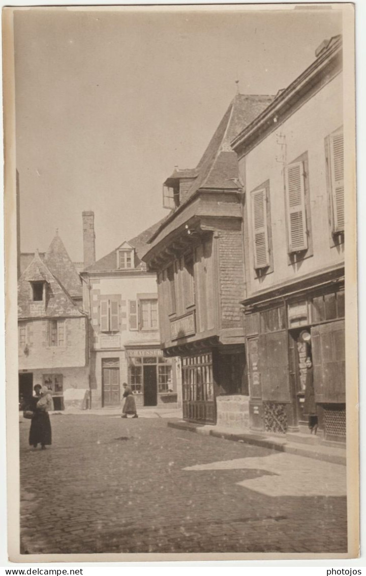 Carte Photo Pont L'Abbé (29)  RARE Vieilles Maisons Et Commerces De L'ancienne Grande Rue (JJ Rousseau) Disparus - Orte