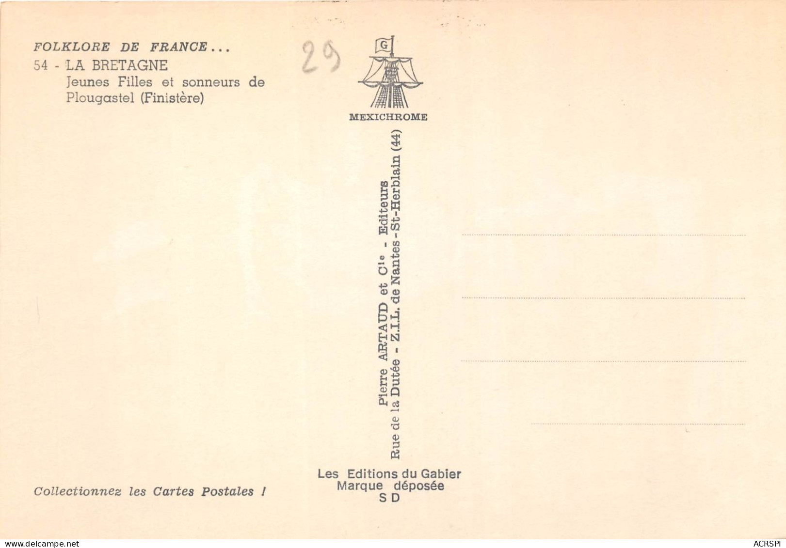 Jeunes Filles Et Sonneurs De PLOUGASTEL 5(scan Recto-verso) MA2039 - Plougastel-Daoulas