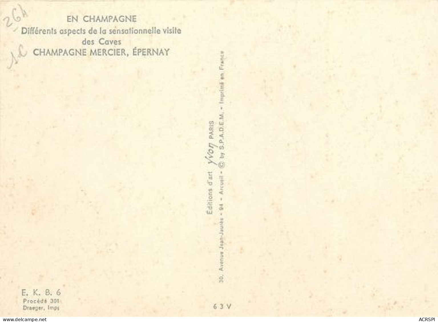 EPERNAY  Champagne Mercier Les Caves  19   (scan Recto-verso)MA2035Bis - Epernay