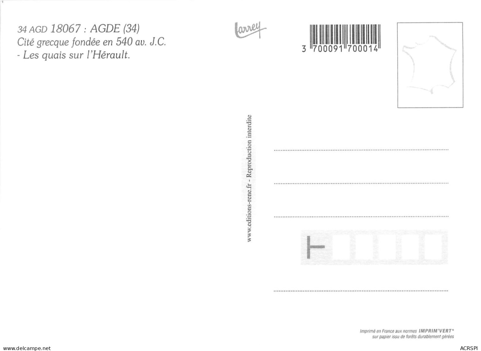 AGDE Les Quais Sur L Herault 25(scan Recto-verso) MA2055 - Agde