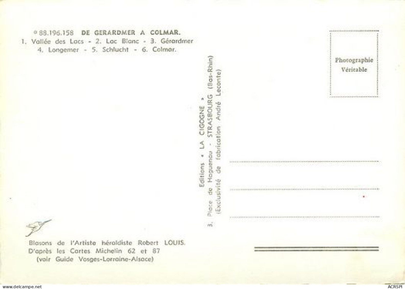 GERARDMER  Carte Du Departement Des Vosges Et Colmar MAP   7   (scan Recto-verso)MA2054Bis - Gerardmer