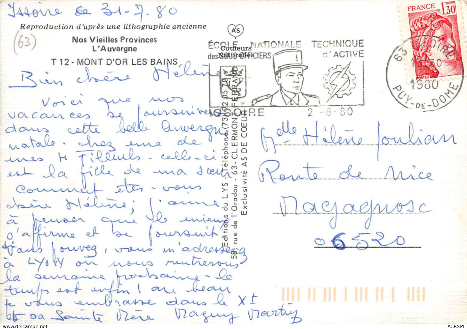 Nos Vieilles Provinces  L Auvergne MONT D OR LES BAINS 17(scan Recto-verso) MA2054 - Le Mont Dore