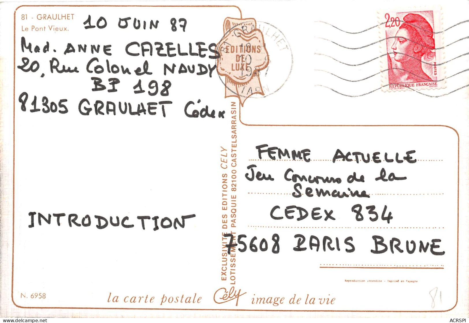 GRAULHET Le Pont Vieux 5(scan Recto-verso) MA2053 - Graulhet