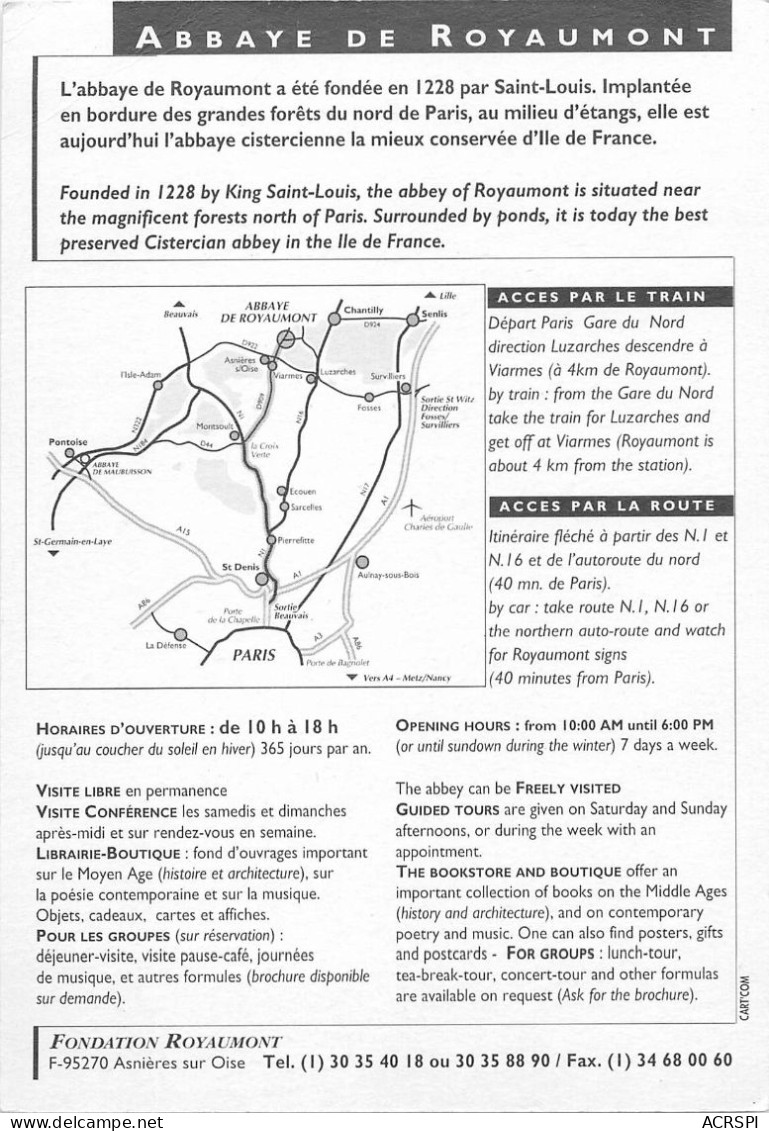 L' ABBAYE DE ROYAUMONT Asnieres Sur Oise   8   (scan Recto-verso)MA2052Bis - Asnières-sur-Oise