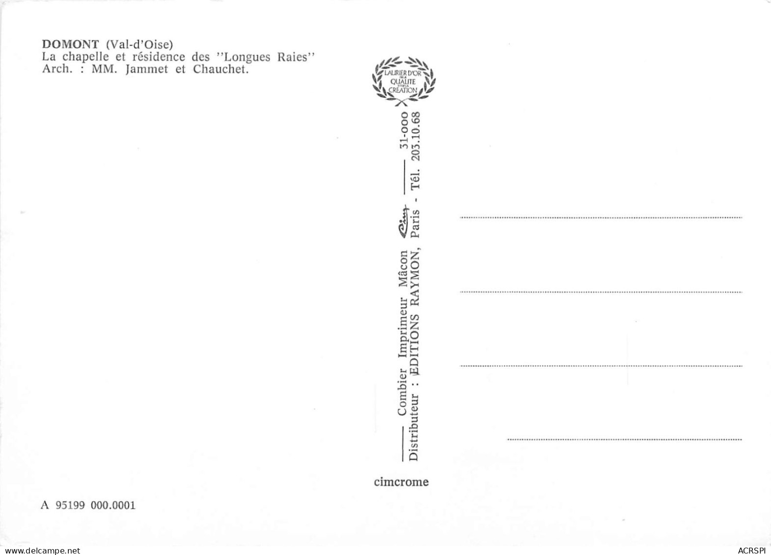 DOMONT  Résidence  Des Longues RAIES    11   (scan Recto-verso)MA2052Bis - Domont