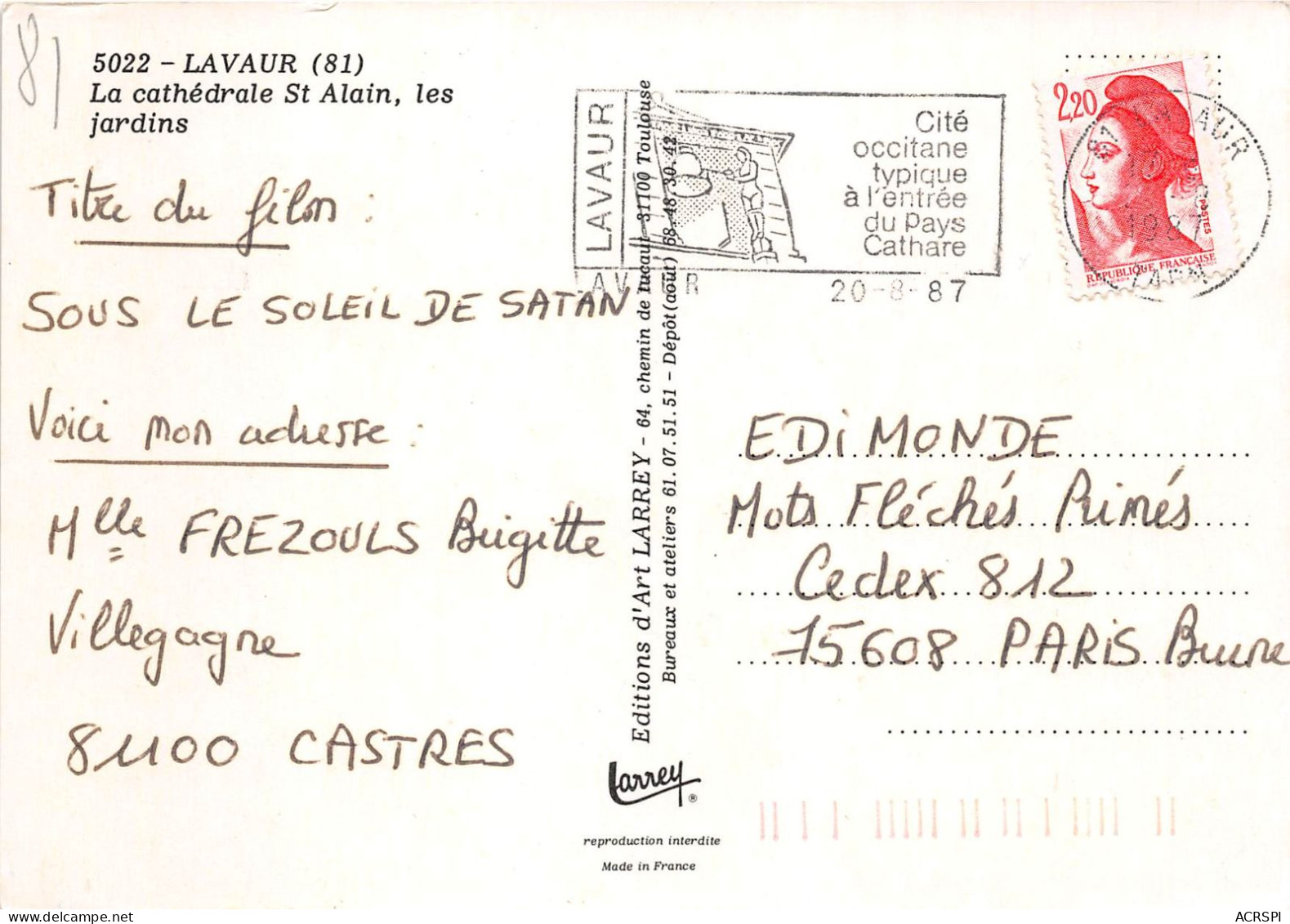 LAVAUR La Cathedrale St Alain Les Jardins 24(scan Recto-verso) MA2052 - Lavaur