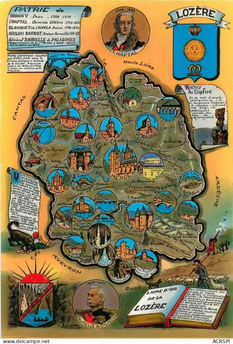 Carte Du Département 48 LOZERE Map  37   (scan Recto-verso)MA2048Ter - Gorges Du Tarn