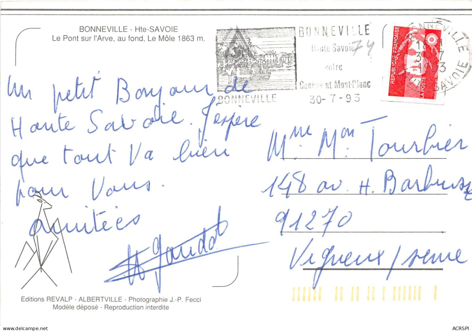 BONNEVILLE Le Pont Sur L Arve Au Fond Le Mole 15(scan Recto-verso) MA2048 - Bonneville