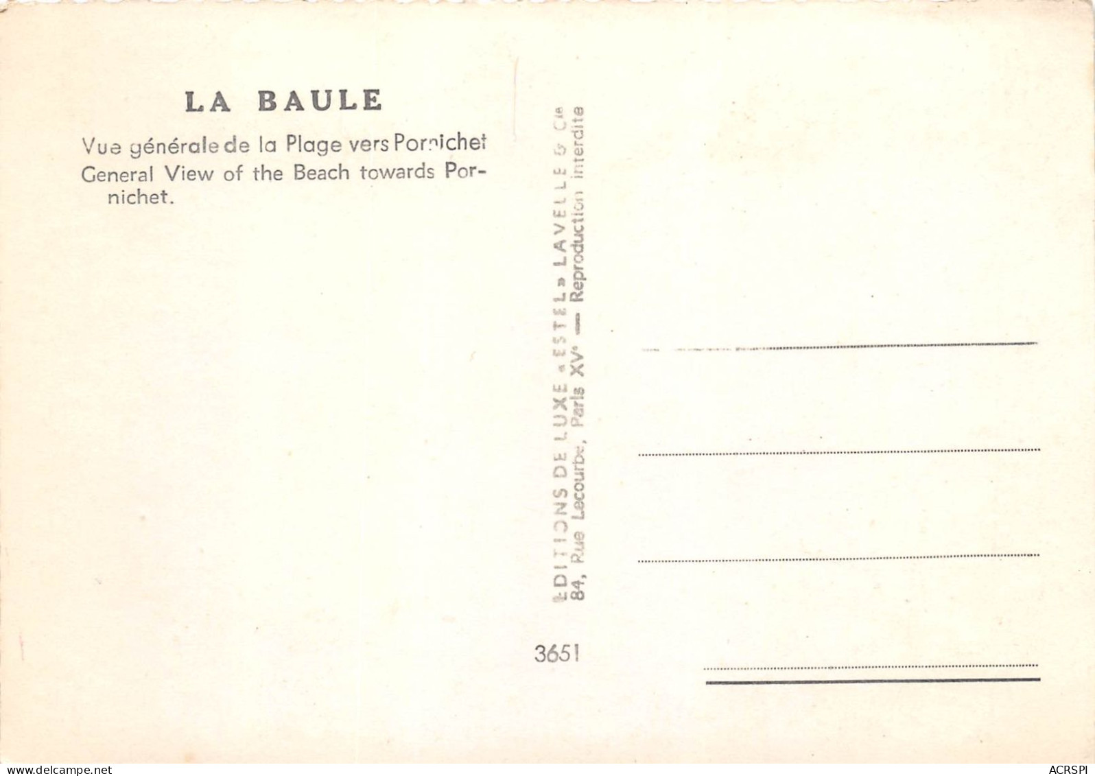 LA BAULE Vue Genenrale De La Plage Vers Pornichet 11(scan Recto-verso) MA2047 - La Baule-Escoublac