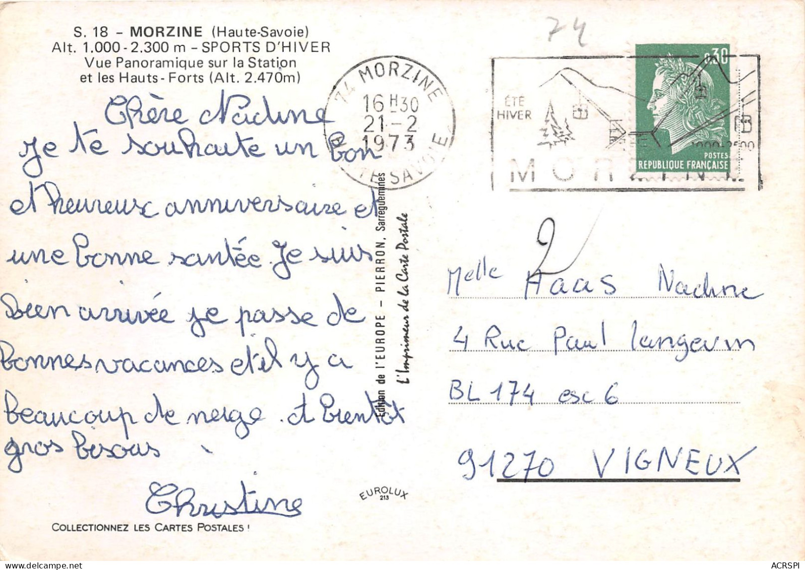 MORZINE Sports D Hiver Vue Panoramique Sur La Station Et Les Hauts Forts 18(scan Recto-verso) MA2048 - Morzine