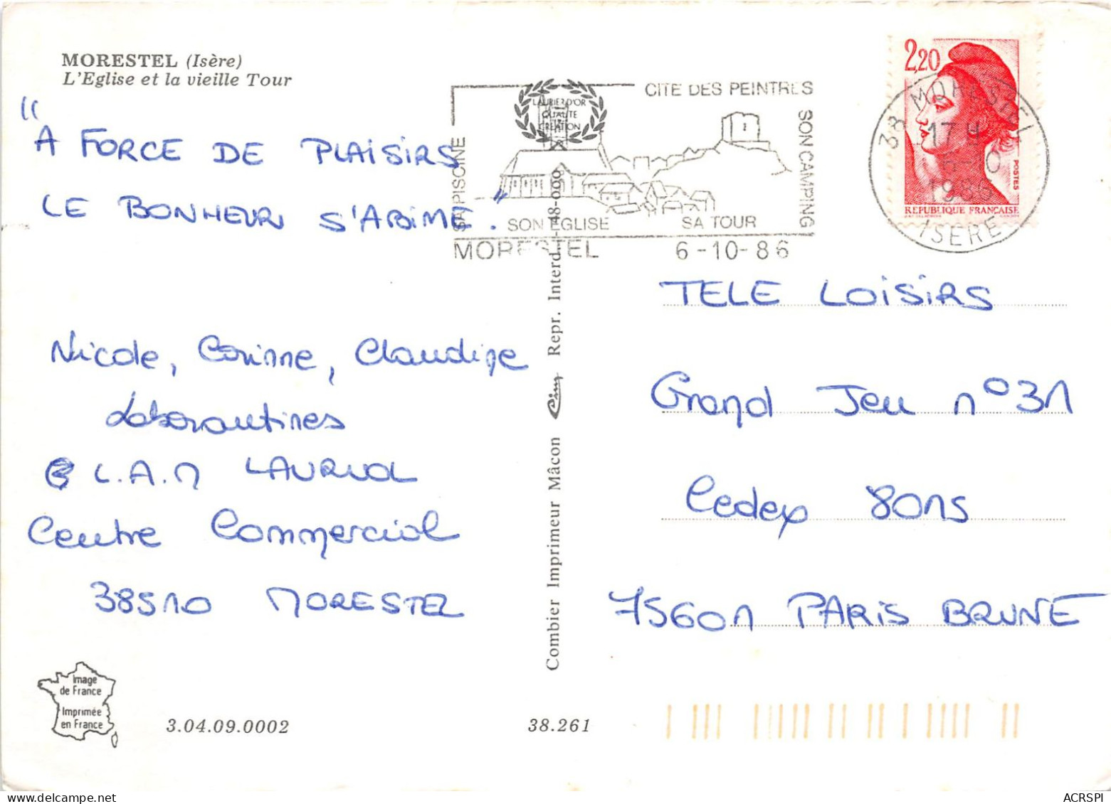 MORESTEL L Eglise Et La Vieille Tour 29(scan Recto-verso) MA2063 - Morestel