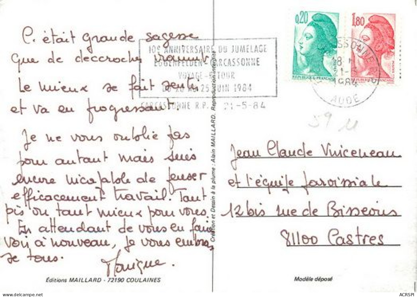 CARCASSONNE  Dessin De MAILLARD  16  (scan Recto-verso)MA2062Bis - Carcassonne