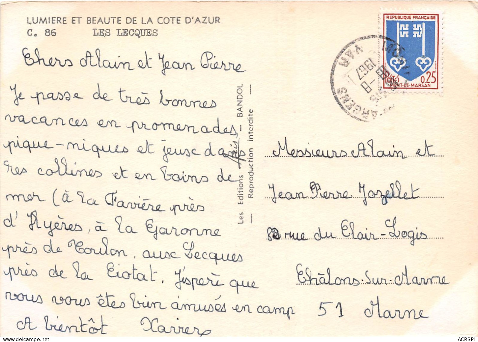 LES LECQUES 18(scan Recto-verso) MA2062 - Les Lecques