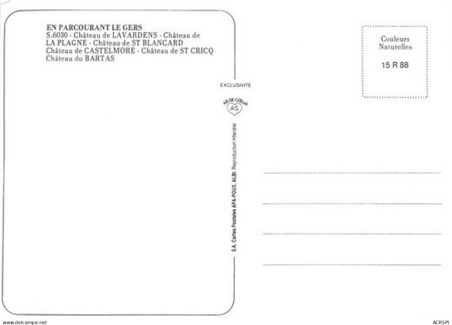 Gers Bastides Lavardens Plagne Blancard Castelmore Bartas 29   (scan Recto-verso)MA2060Ter - Sonstige & Ohne Zuordnung