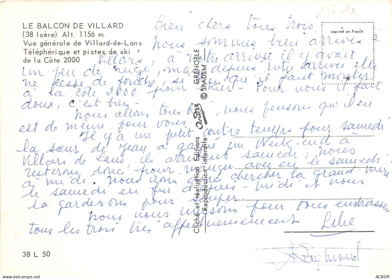 LE BALCON DE VILLARD Vue Generale De Villard De Lans Telepherique Et Pistes De Ski De La Cote23(scan Recto-verso) MA2059 - Villard-de-Lans
