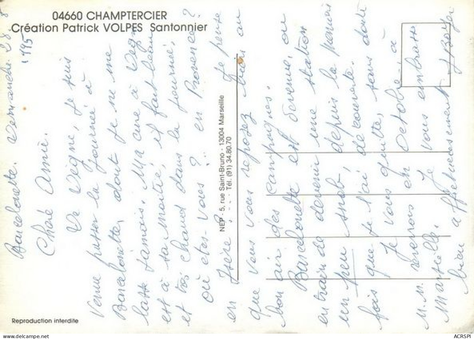 CHAMPTERCIER - Le Village Creation Patrick VOLPES Santonnier   2   (scan Recto-verso)MA2058Ter - Digne