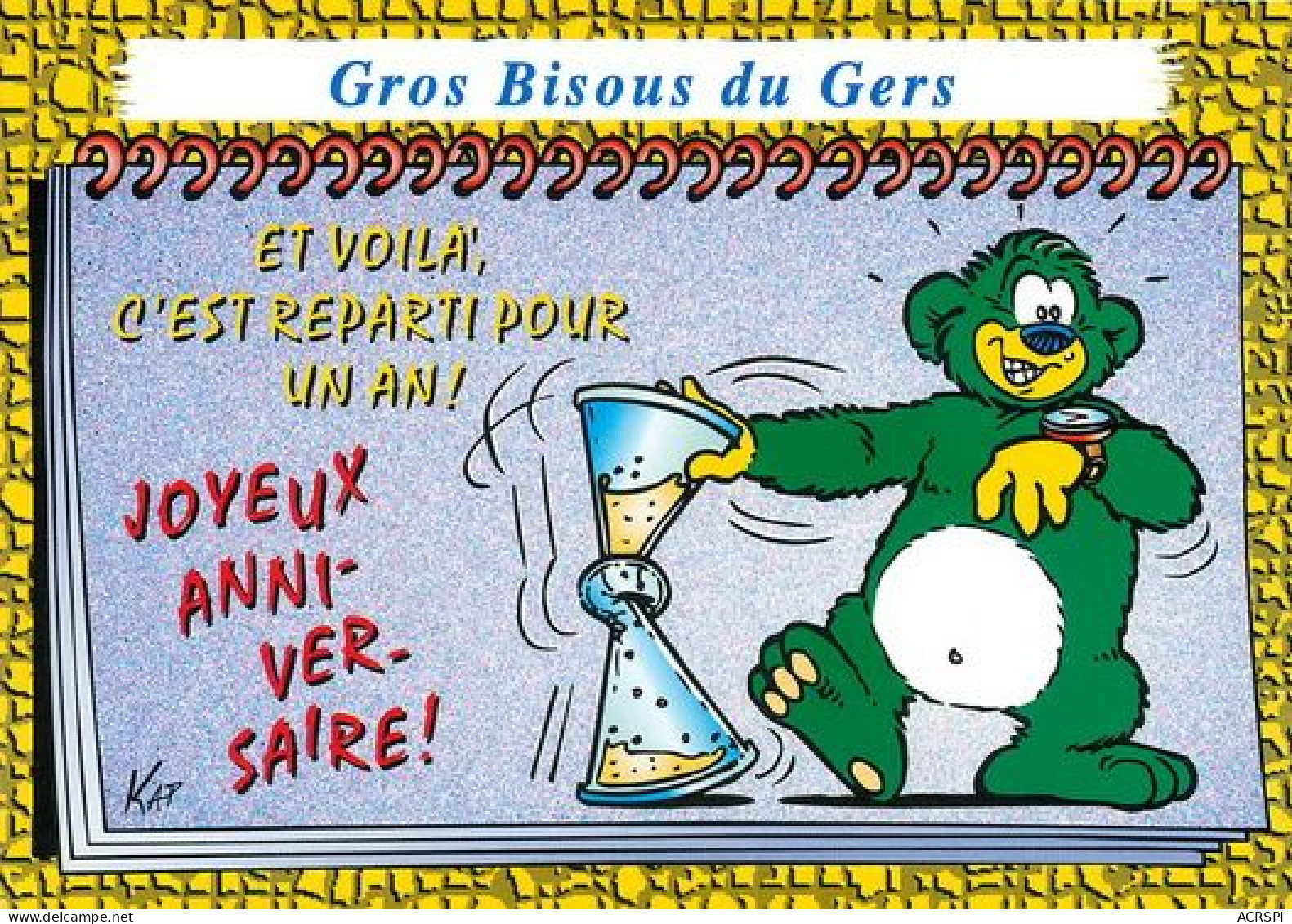 GERS  Gros Bisous Du Gers Mascotte Ours Vert     27 (scan Recto-verso)MA2056Ter - Auch