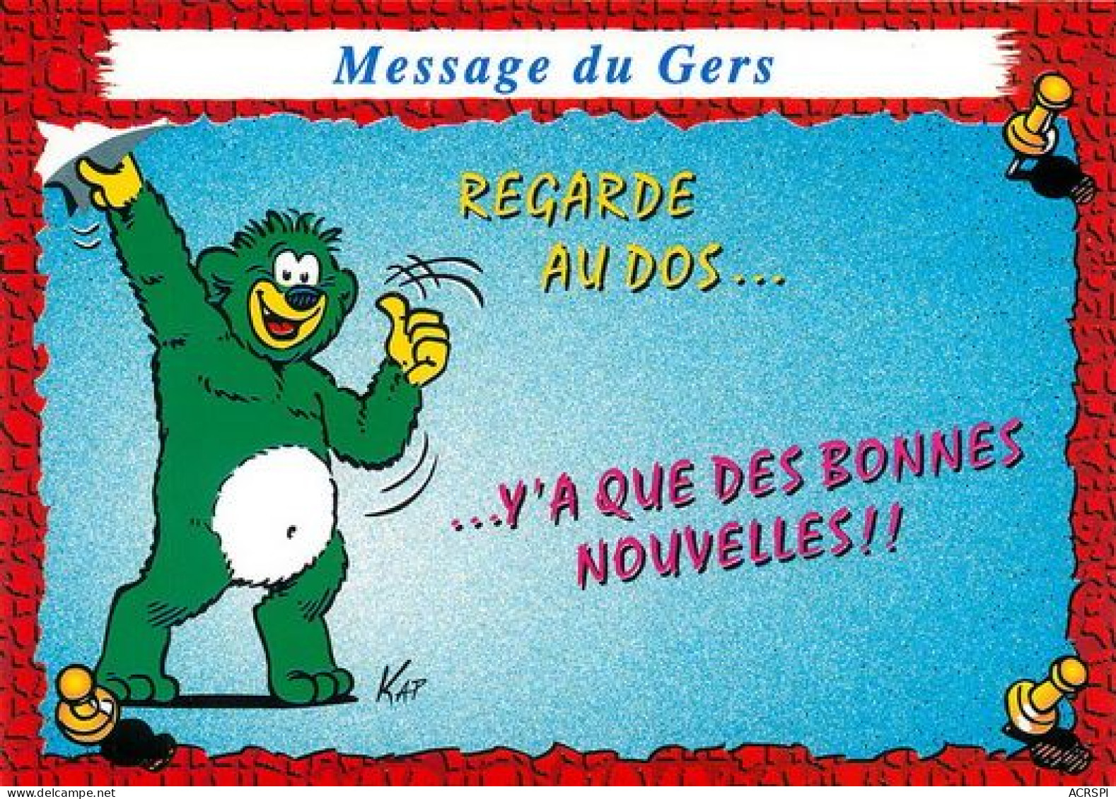 GERS  Message Du Gers Mascotte Ours Vert     30 (scan Recto-verso)MA2056Ter - Auch