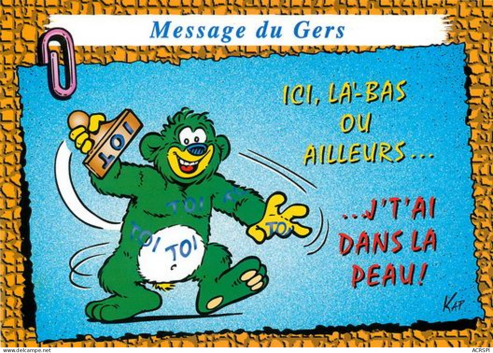 GERS  Message Du Gers  Mascotte Ours Vert     12 (scan Recto-verso)MA2056Ter - Auch