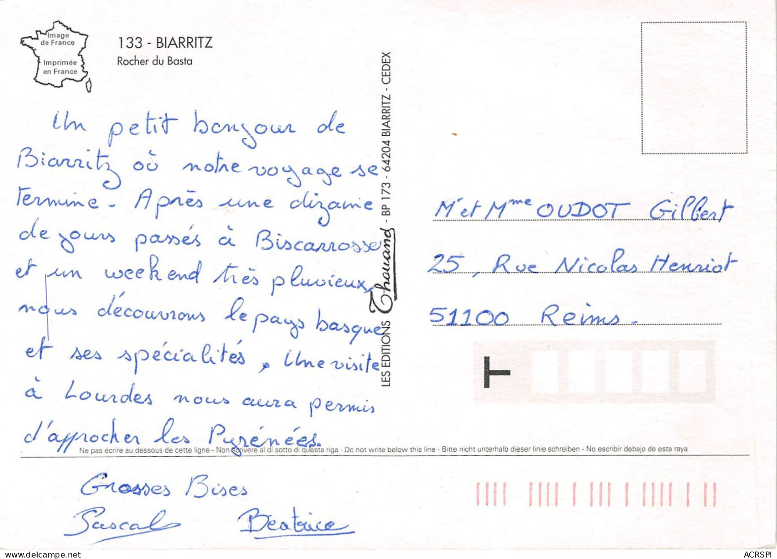 BIARRITZ ROCHER DU BASTA 10(scan Recto-verso) MA2072 - Biarritz