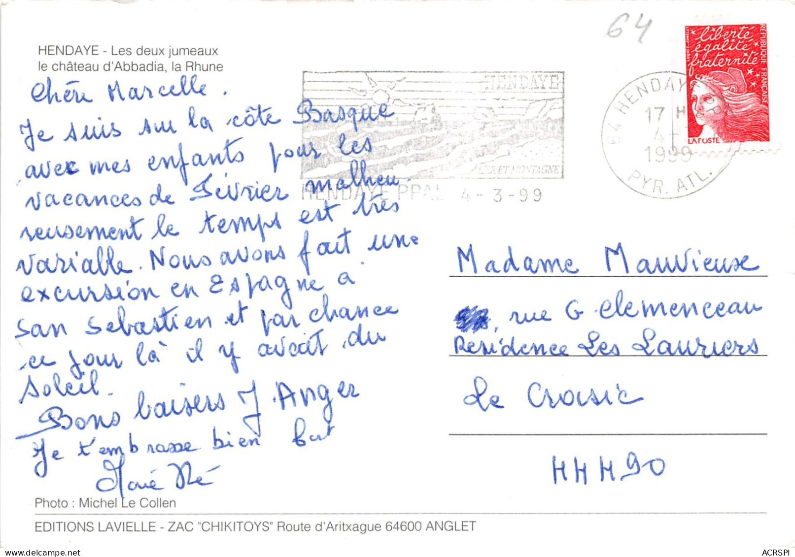 HENDAYE Le Chateau D Abbadia La Rhune 25(scan Recto-verso) MA2072 - Hendaye