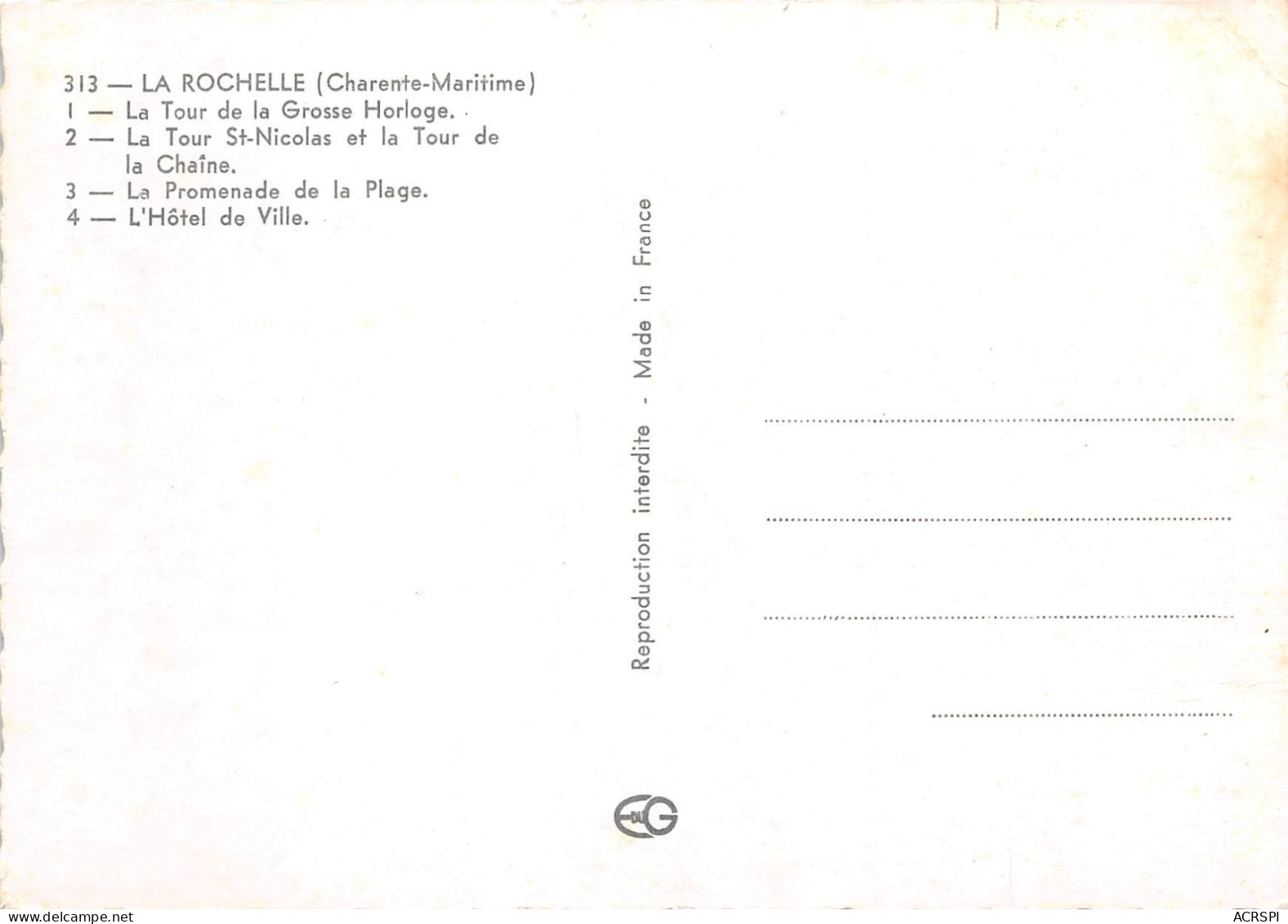 LA ROCHELLE La Tour De La Grosse Horloge La Tour St Nicolas Et La Tour De La Chaine 8(scan Recto-verso) MA2070 - La Rochelle