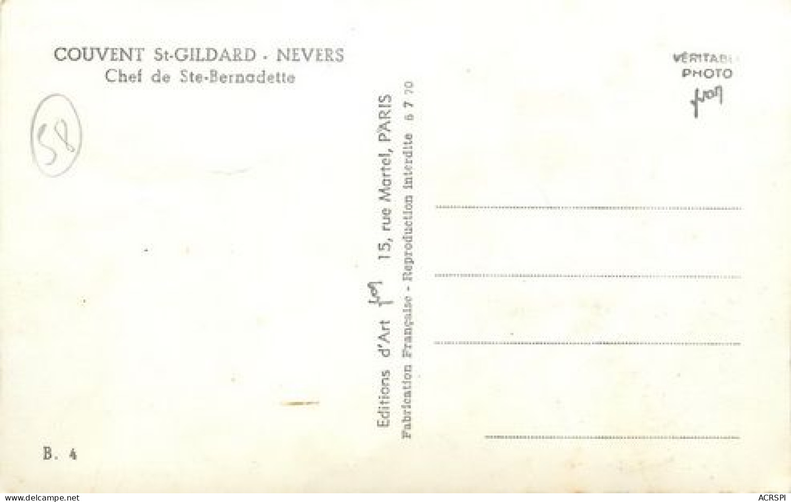  NEVERS  Couvent  Saint Gildard Chef De Sainte Bernadette    13   (scan Recto-verso)MA2066Bis - Nevers