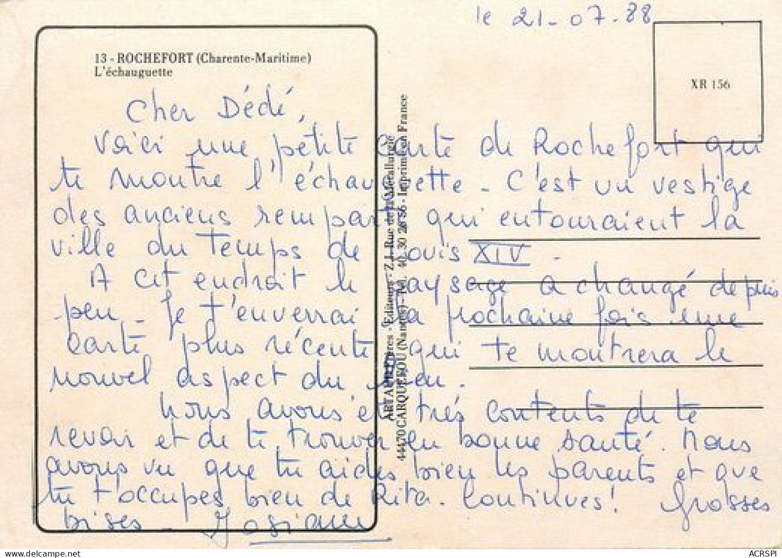 ROCHEFORT  L'échauguette   1   (scan Recto-verso)MA2064Ter - Rochefort