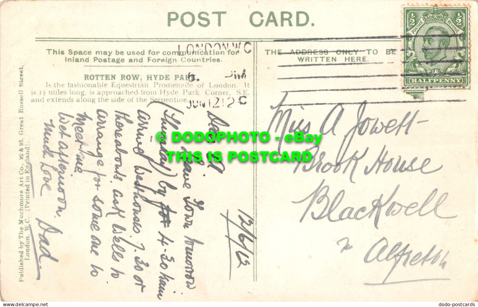 R541475 London. Rotten Row. Muchmore Art. 1912 - Other & Unclassified