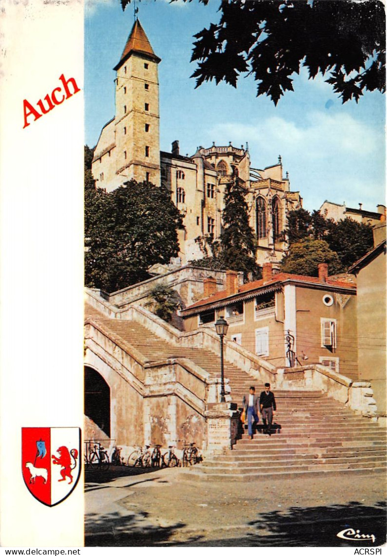 AUCH L Escalier Monumental Avec La Tour De D Artagnan Et Perspective Sur La Cathedrale 19(scan Recto-verso) MA2091 - Auch
