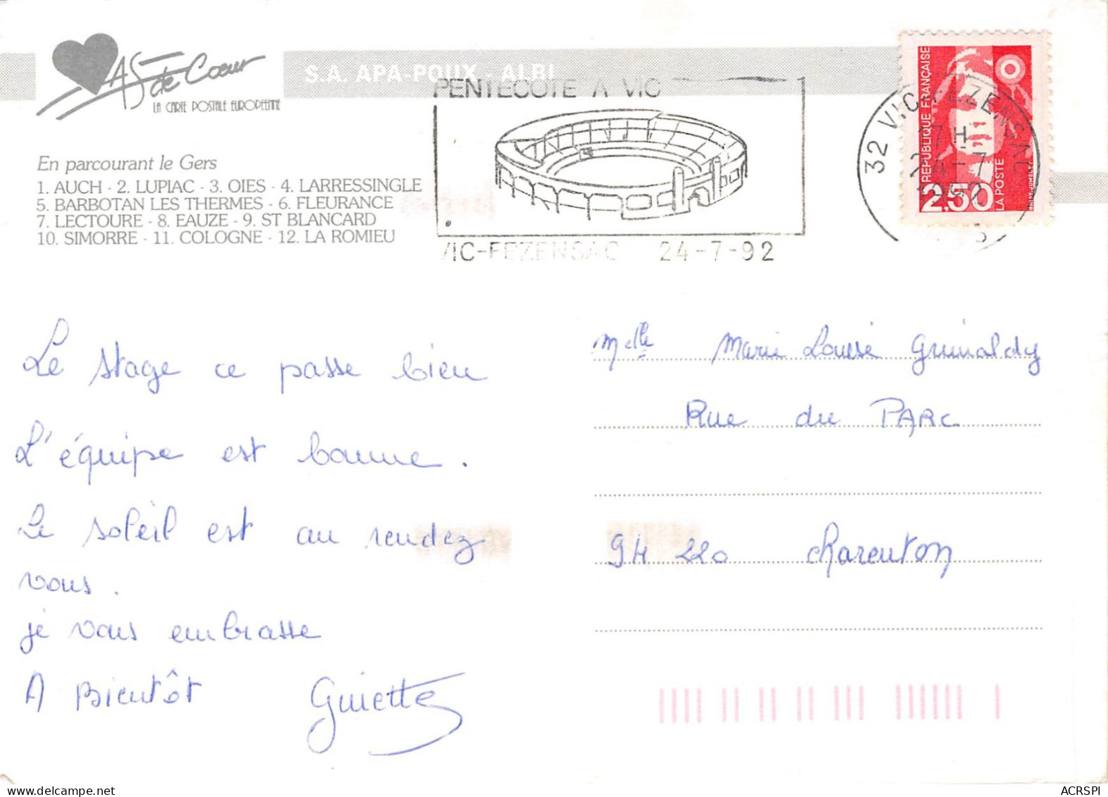 AUCH LUPIAC OIES LARRESSINGLE BARBOTAN LES THERMES 30(scan Recto-verso) MA2088 - Auch