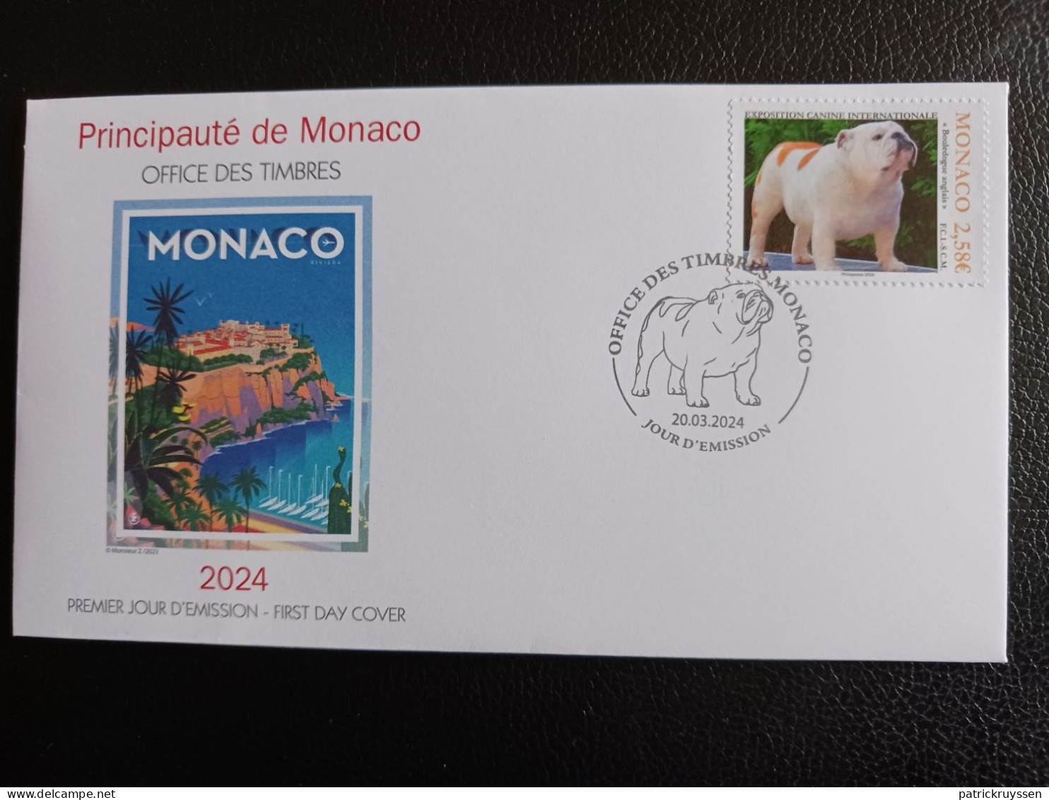Monaco 2024 Dog Show ENGLISH BULLDOG Chien Hunde Canis Perros Hund Cane 1v FDC PJ - Unused Stamps