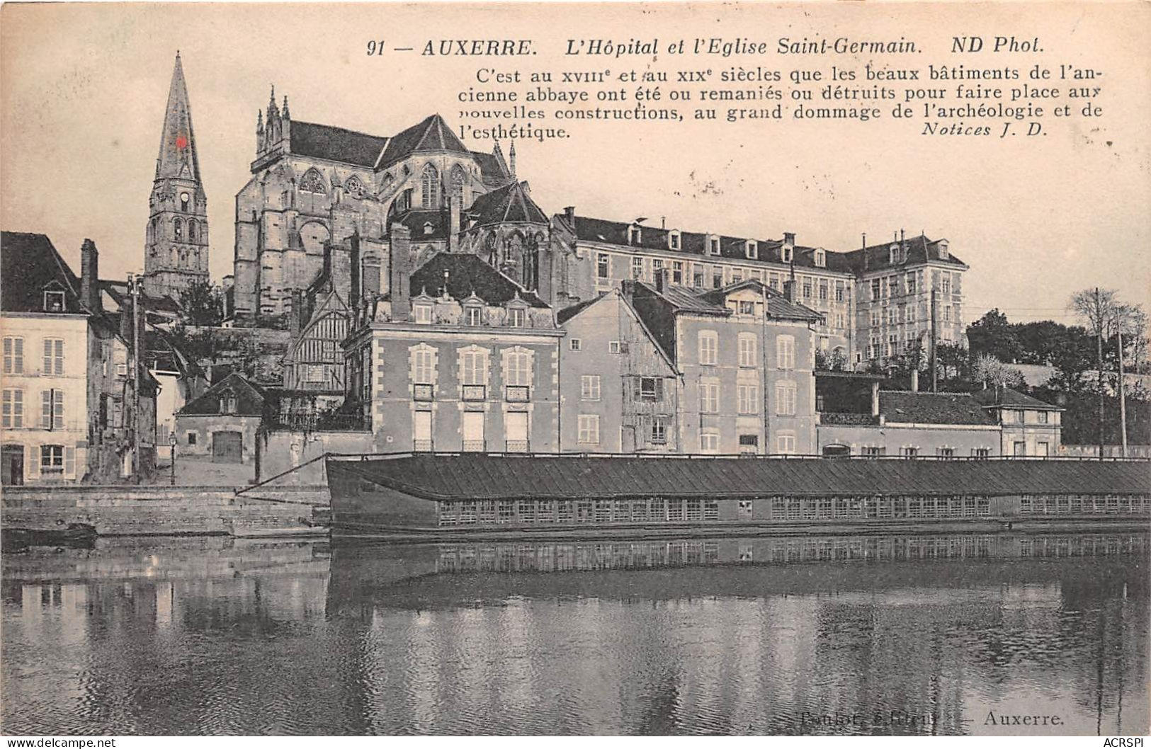 AUXERRE L Hopital Et L Eglise Saint Germain 6(scan Recto-verso) MA2075 - Auxerre