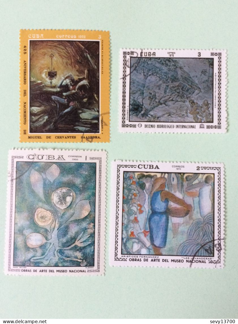 Cuba 27 timbres espace, tableaux, peinture, foot ball