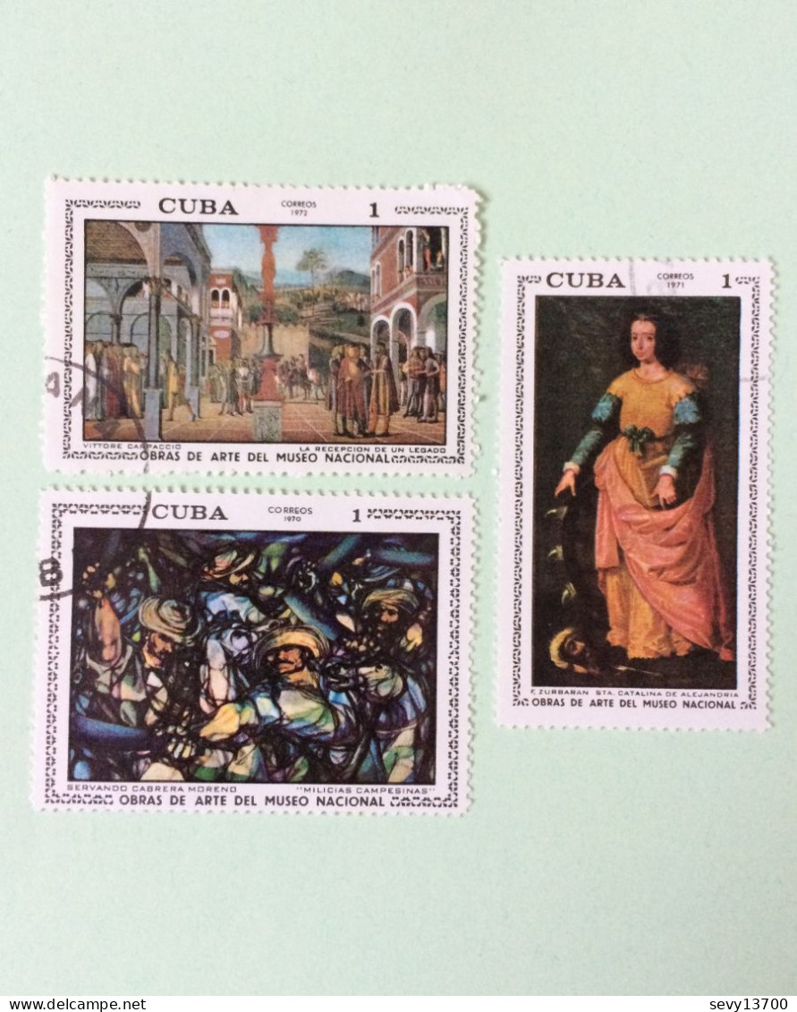 Cuba 27 timbres espace, tableaux, peinture, foot ball