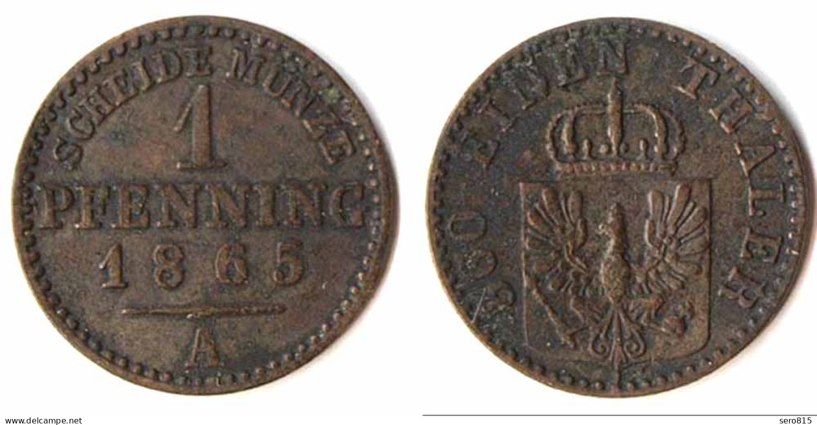 Brandenburg-Preussen 1 Pfennig 1865 A Wilhelm I. 1861-1888    (p133 - Monedas Pequeñas & Otras Subdivisiones