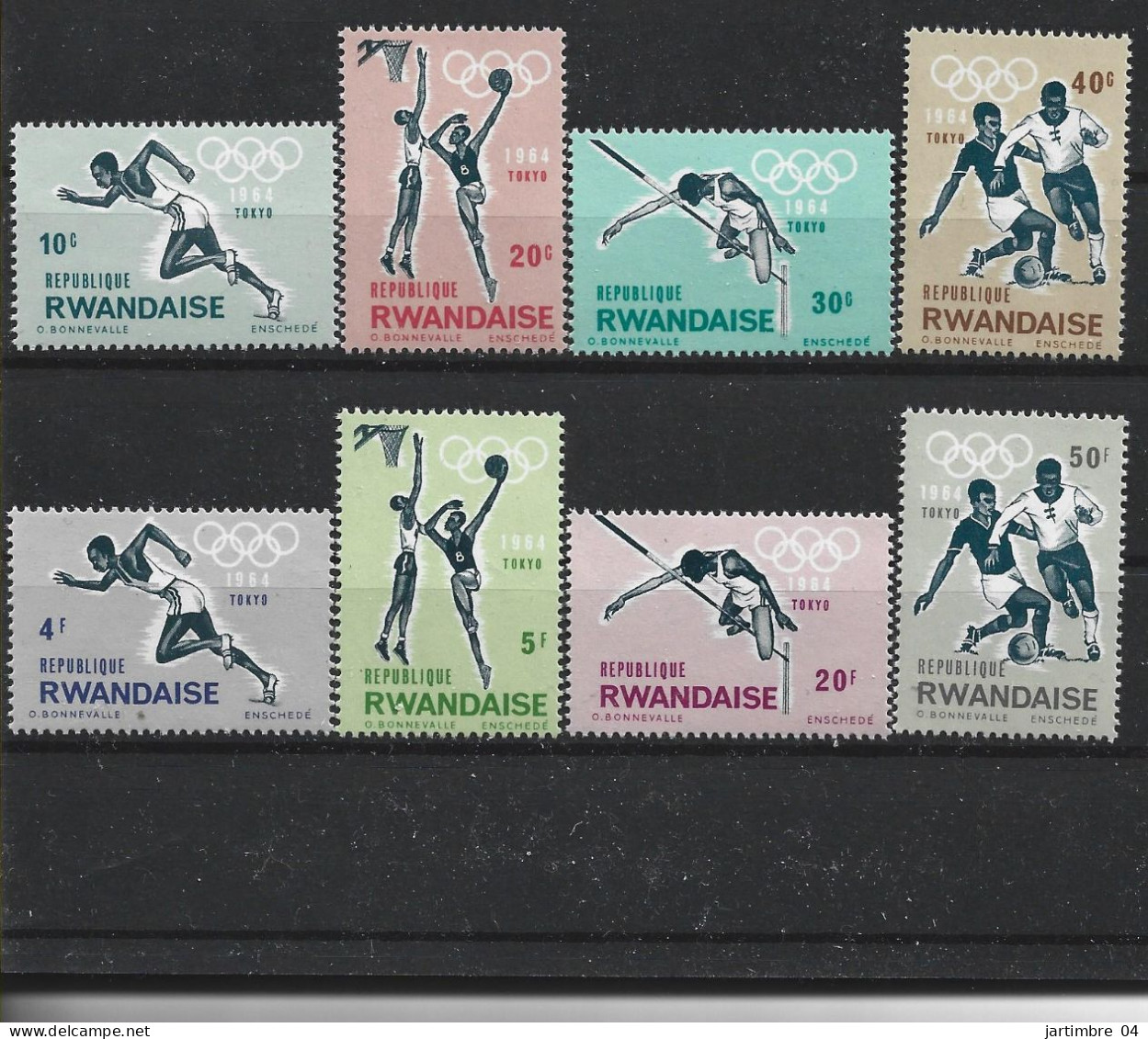1964 RWANDA 76-83** J.O Tokyo , Basket, Football - Unused Stamps