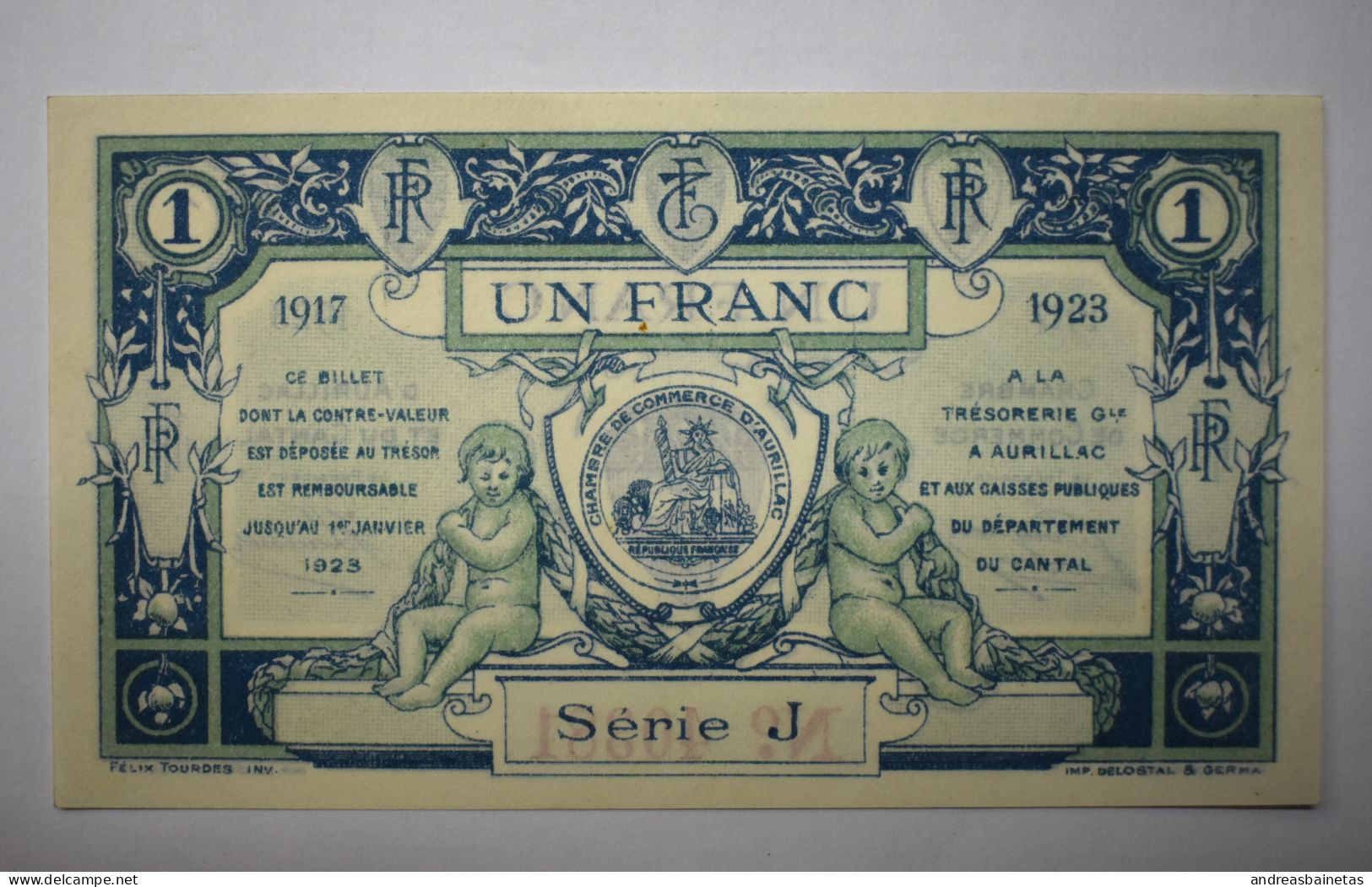 Banknotes France 1 Franc (1917-1923) UNC - Camera Di Commercio