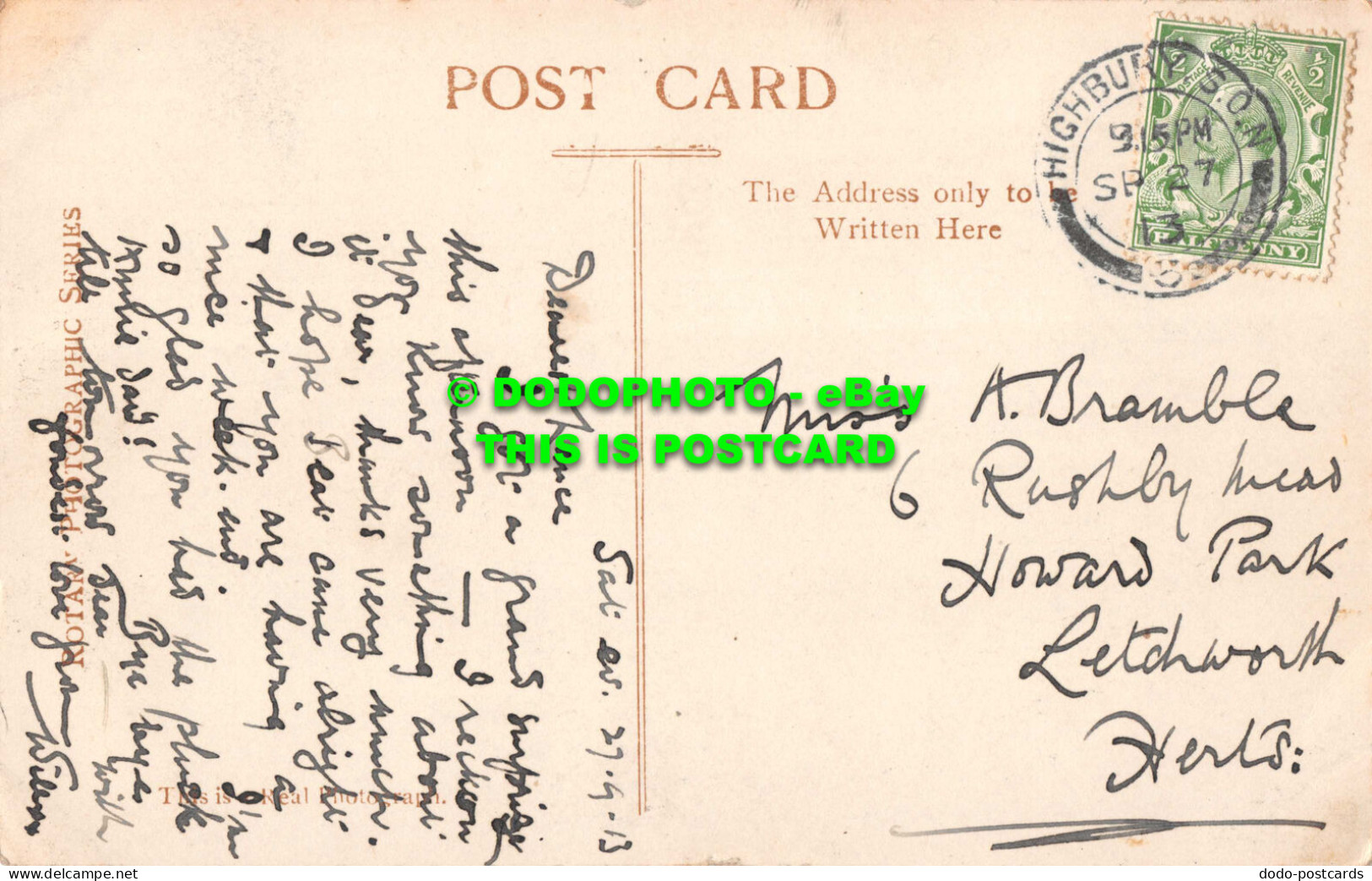 R541294 10508 29. Royal Exchange. London. Rotary Photo. 1913. RP - Other & Unclassified