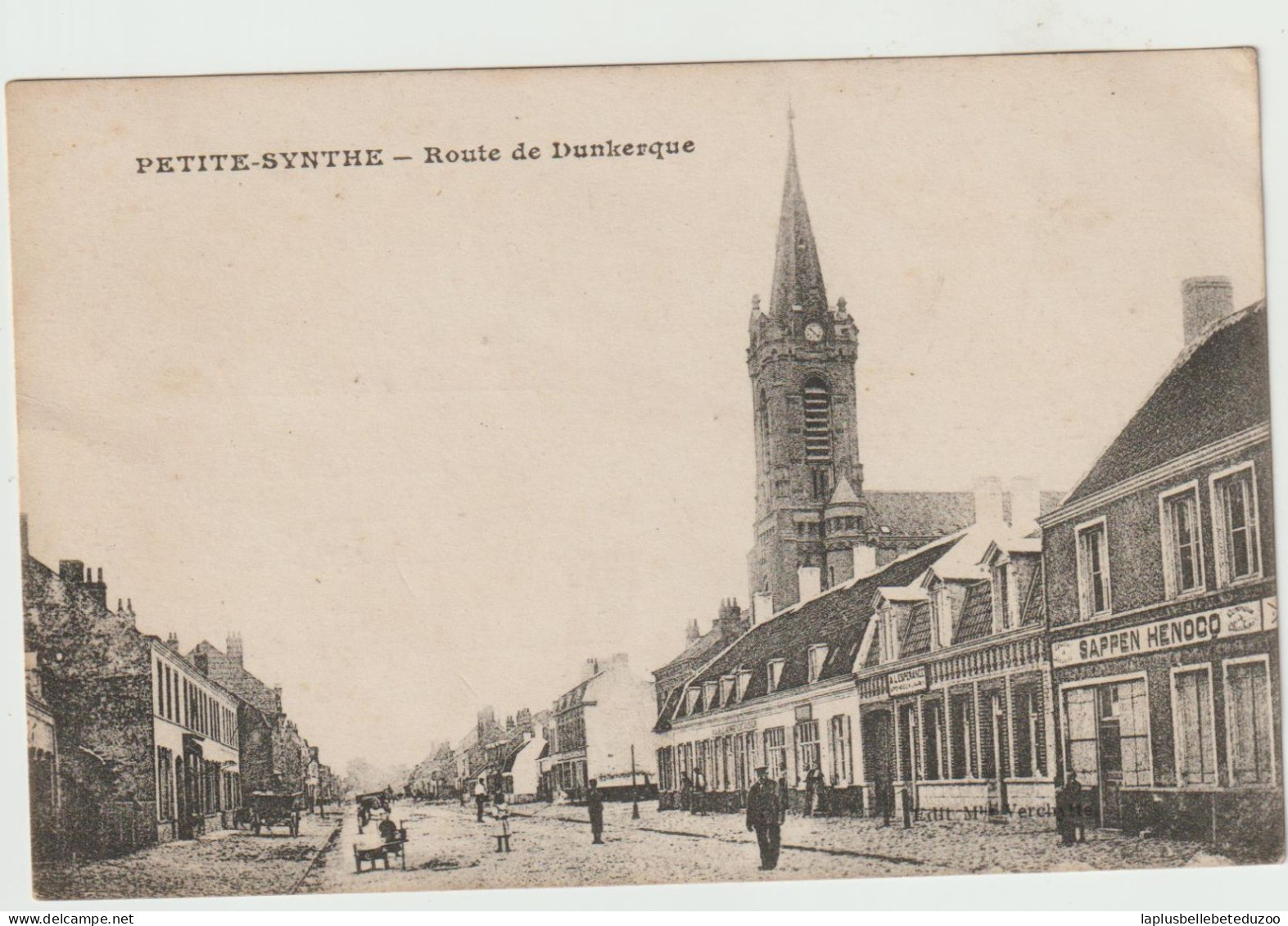 CPA - 59 - PETITE SYNTHE - Route De DUNKERQUE - Animation - Magasin SAPPEN HENOC - 1918 - Altri & Non Classificati