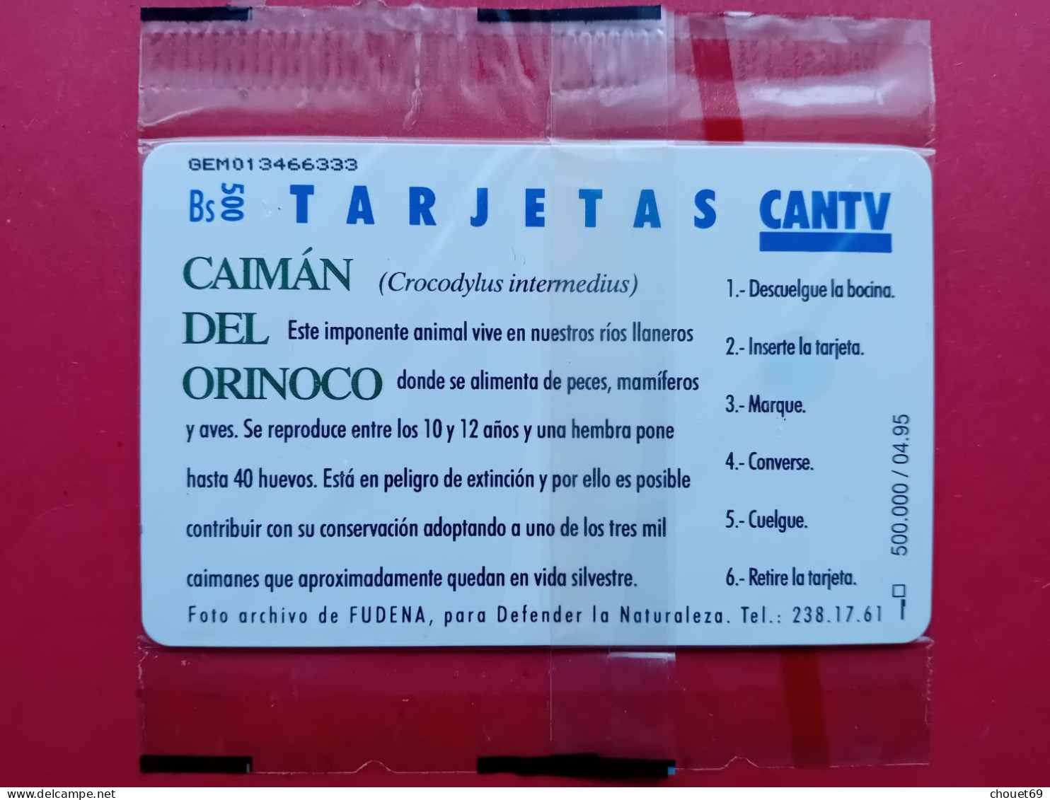 VENEZUELA C.A.N.T.V. Bs 500 Caiman Del Orinoco 04.95 NEUVE MINT In Folder NSB (TV0320) CANTV - Venezuela