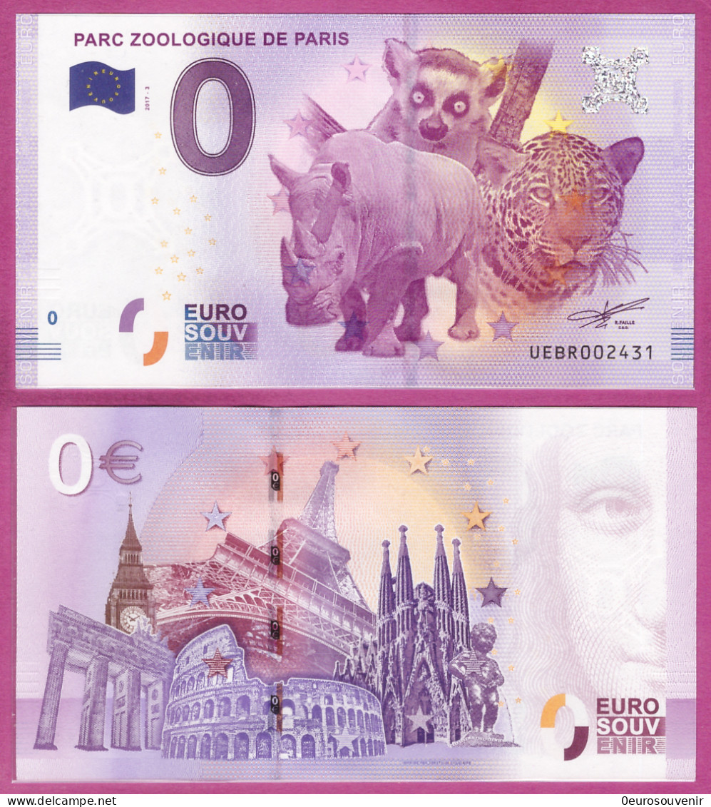 0-Euro UEBR 2017-3  PARC ZOOLOGIQUE DE PARIS - Prove Private