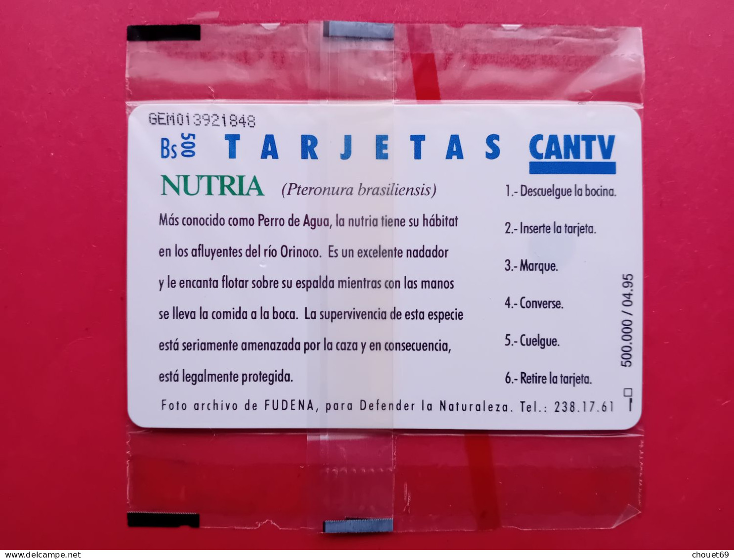 VENEZUELA C.A.N.T.V. Bs 500 Nutria  04.95 NEUVE MINT In Folder NSB (TV0320) CANTV - Venezuela