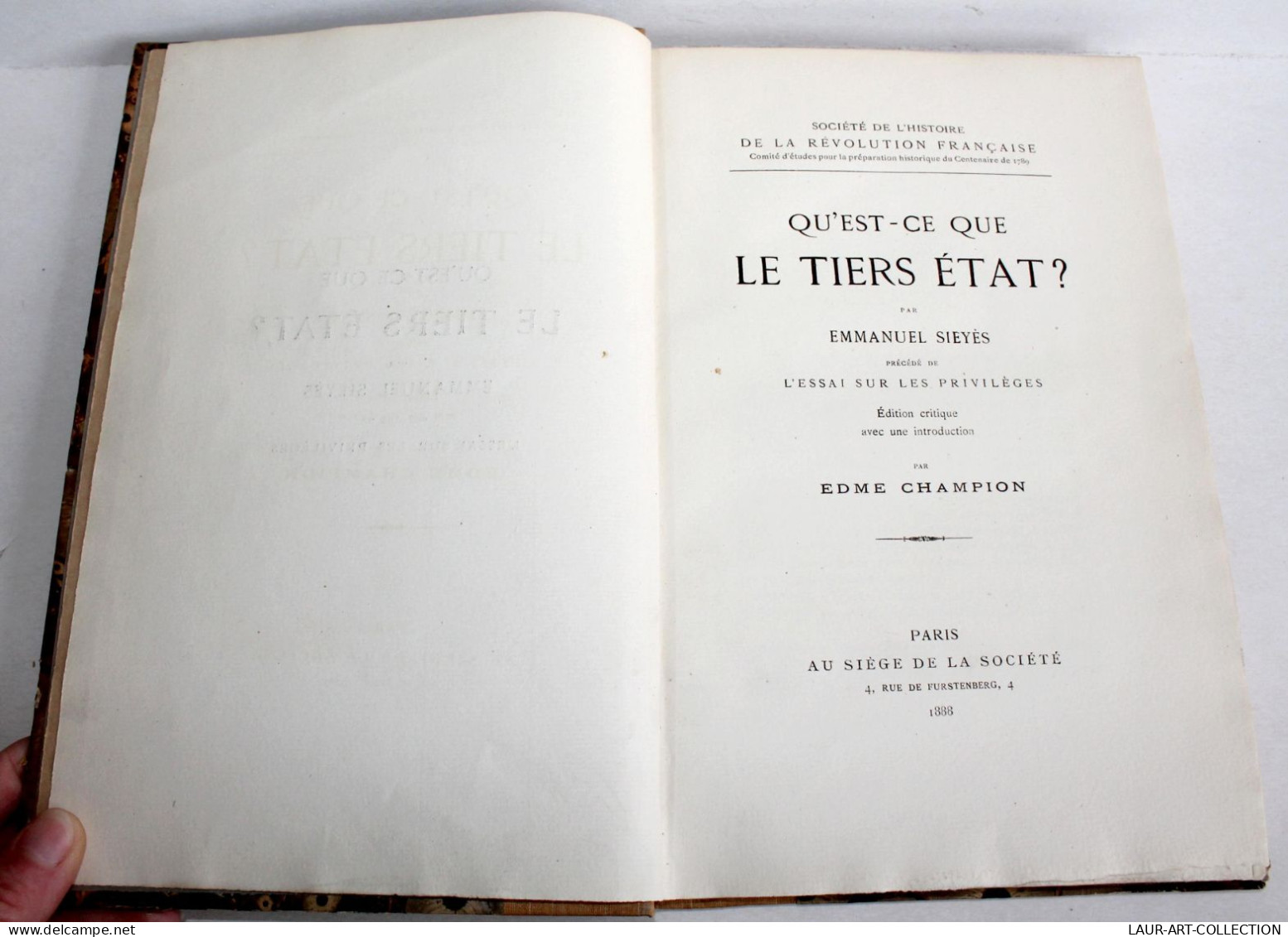 QU'EST CE QUE LE TIERS ETAT ? Par E. SIEYES + ESSAI PRIVILEGES Par CHAMPION 1888 / ANCIEN LIVRE XIXe SIECLE (2603.132) - 1801-1900