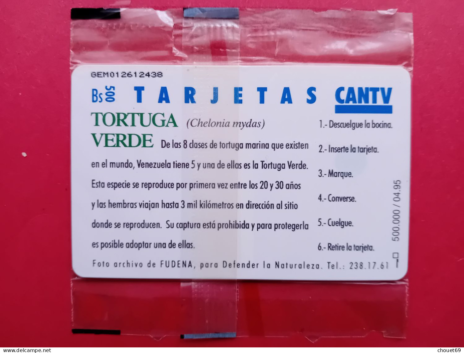 VENEZUELA C.A.N.T.V. Bs 500 Tortuga Verde Tortue Tortle 04.95 NEUVE MINT In Folder NSB (TV0320) CANTV - Venezuela