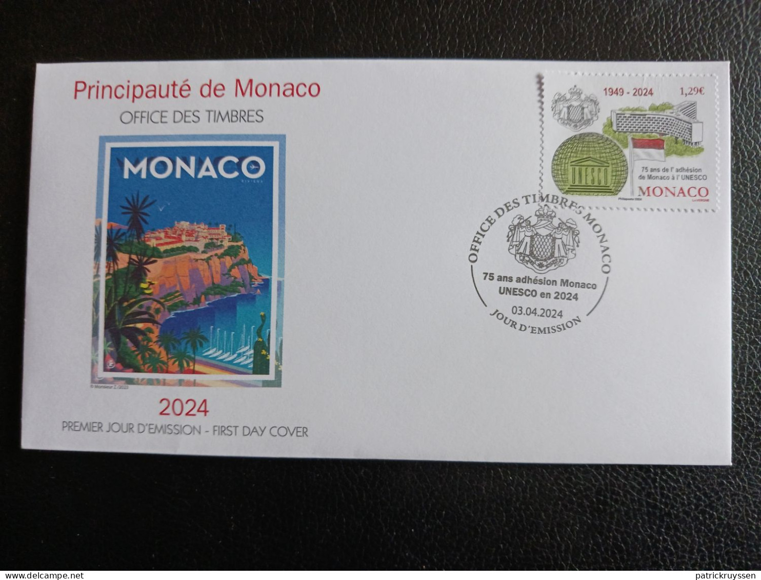 Monaco 2024 75 Years Membership In UNESCO 1949 Flag Coast Arm Buiding 1v FDC PJ - Ungebraucht