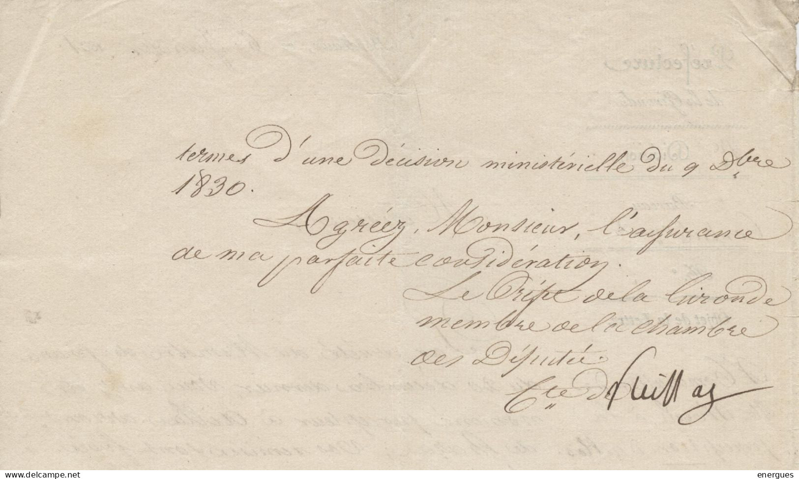 Allias, Bazas , 1831,Lettre Préfet Gironde, Comte François De Preissac  à Merle Nommé Percepteur, Prêter Serment,Donzac? - Documents Historiques