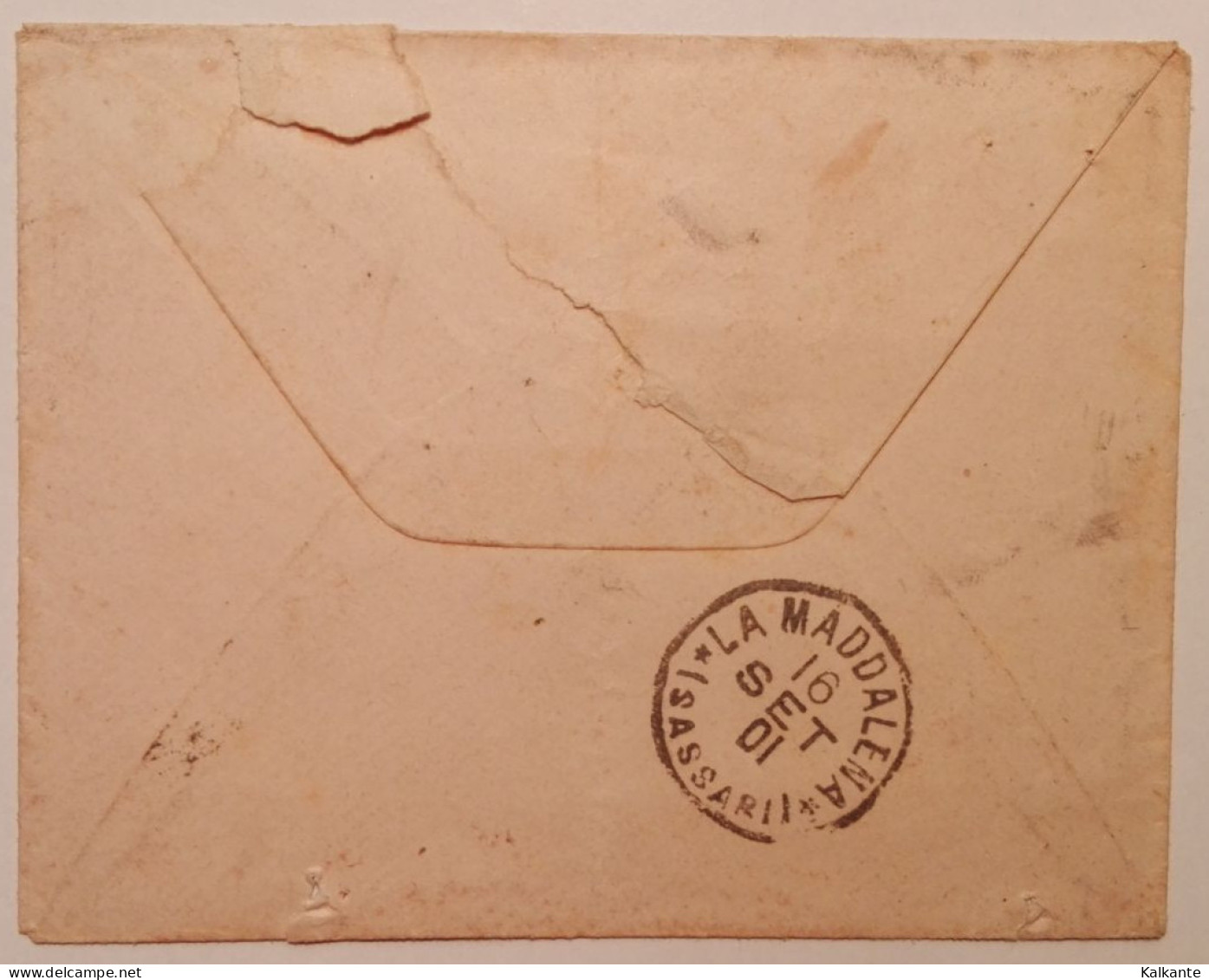 1901 - Busta Viaggiata Da Nuoro All'Isola Della Maddalena Con Timbro Tondo Riquadrato - Poststempel