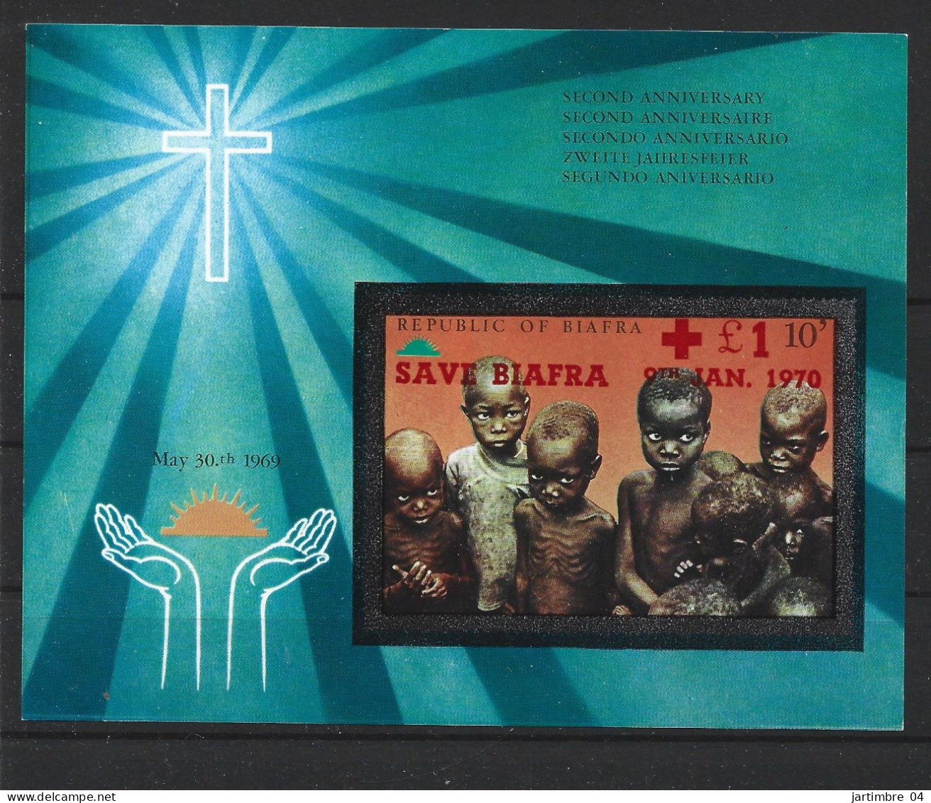 1970 Nigeria BIAFRA BF 4**  Save Biafra, Michel BF 4B - Nigeria (1961-...)