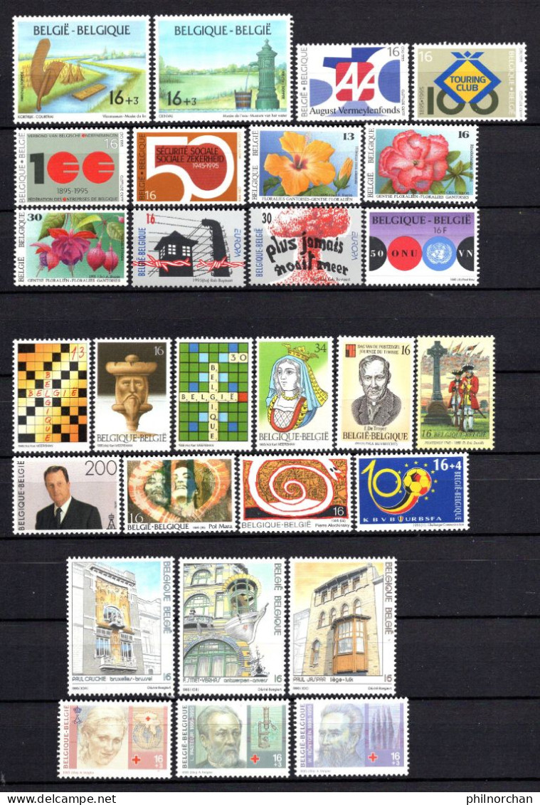 Belgique 1995 à 2002  Neufs**  TB 49 Timbres Différents  13 €    (cote 86,45 €, 49 Valeurs) - Unused Stamps